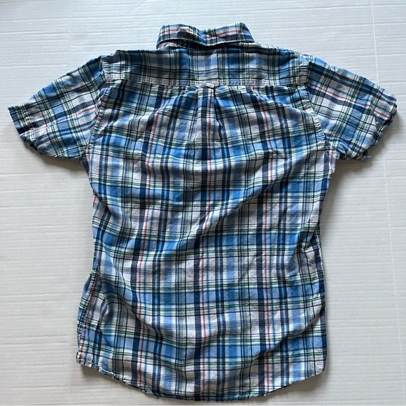 🎉6/$26🎉IZOD Saltwater Chambray Blue Button Up Plaid Shirt - Picture 5 of 5